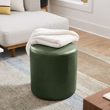 Isla Small Ottoman, Poly, Ludlow Leather, Mace, Concealed Supports - Image 1