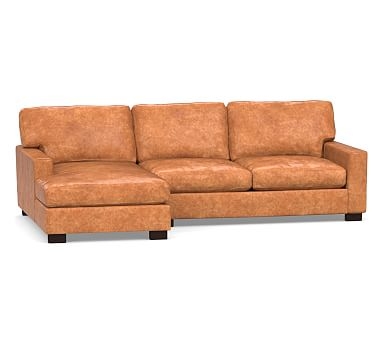 Turner Square Arm Leather Right Arm 2-Piece Sectional with Chaise, Down Blend Wrapped Cushions, Leather Statesville Caramel - Image 0