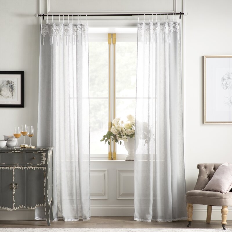 Concerto Solid Sheer Tab Top Single Curtain Panel - Image 0