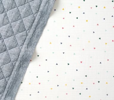 Muslin Multi Triangles Fitted Crib Sheet, Multi - Image 1
