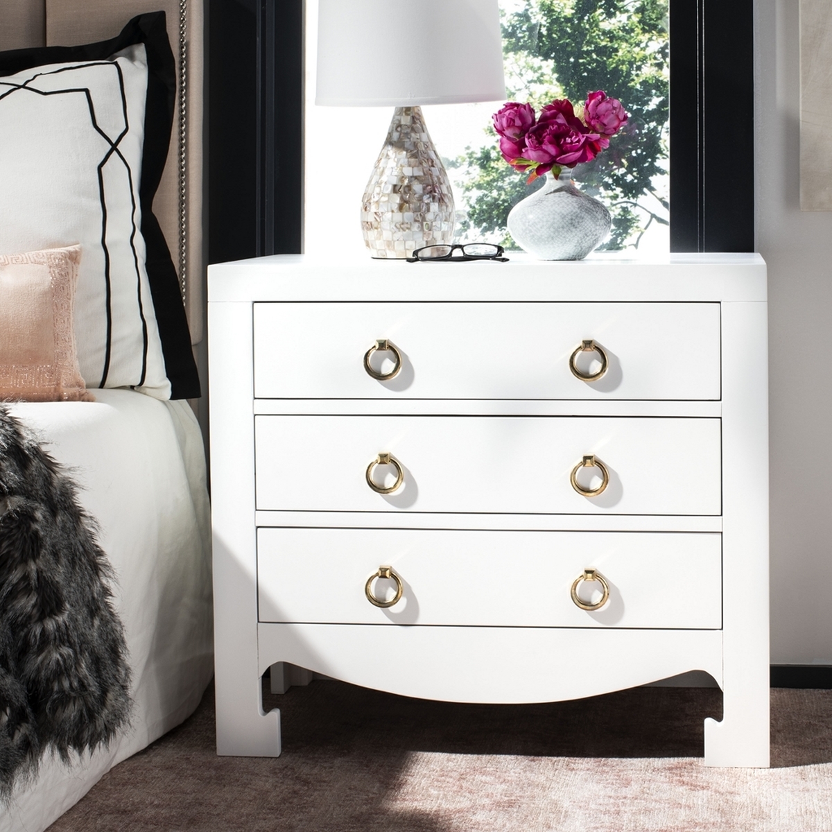 Dion 3 Drawer Chest - White/Gold - Arlo Home - Image 2