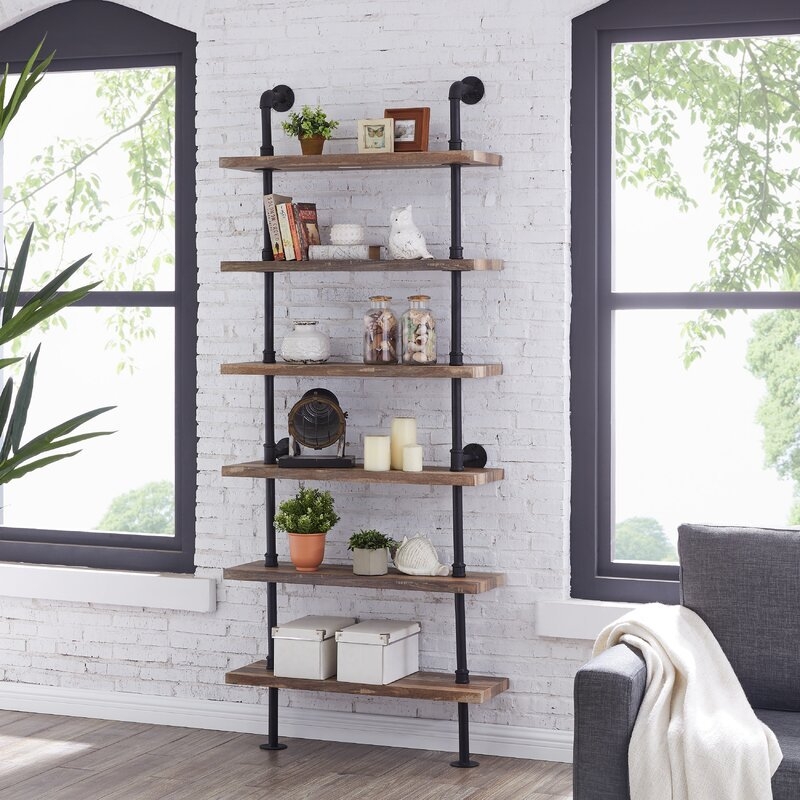 Carl Iron Pipe Wall Mount Ladder Bookcase - Image 2