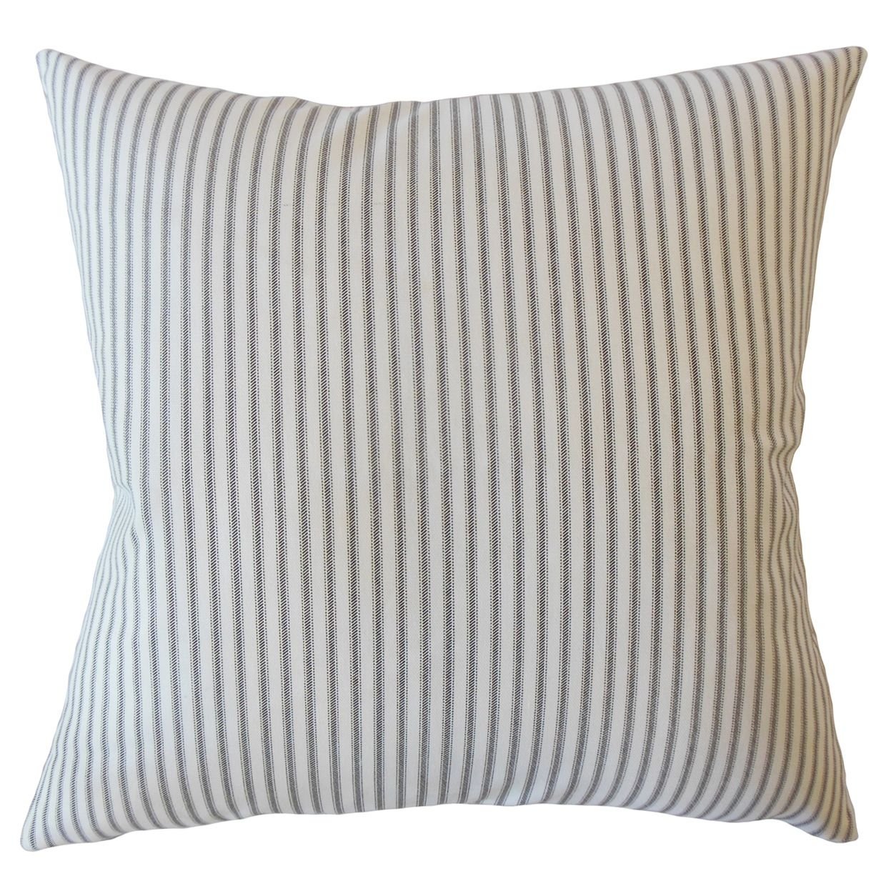 Ticking Stripe Pillow, Black, 18" x 18" - Image 0