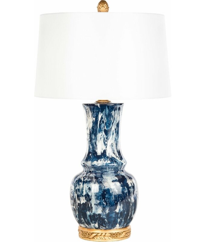 Bradburn Home Aiden Carr 31"" Dark Blue/White Table Lamp - Image 0