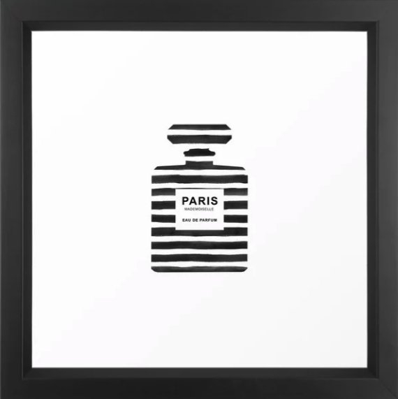 Perfume, Bottle, Fashion, Paris, Modern art, Minimal, Scandinavian, Wall art Print Framed Art Print - Image 0