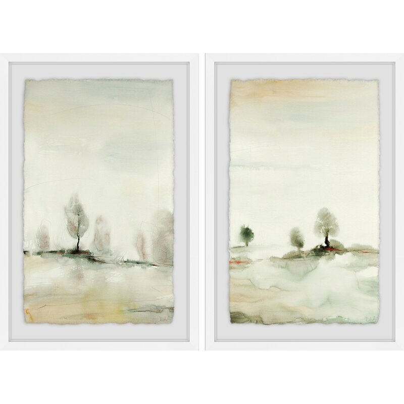 'Solstice II' 2 Piece Framed Watercolor Painting Print Set 24"H x 16"W - Image 0