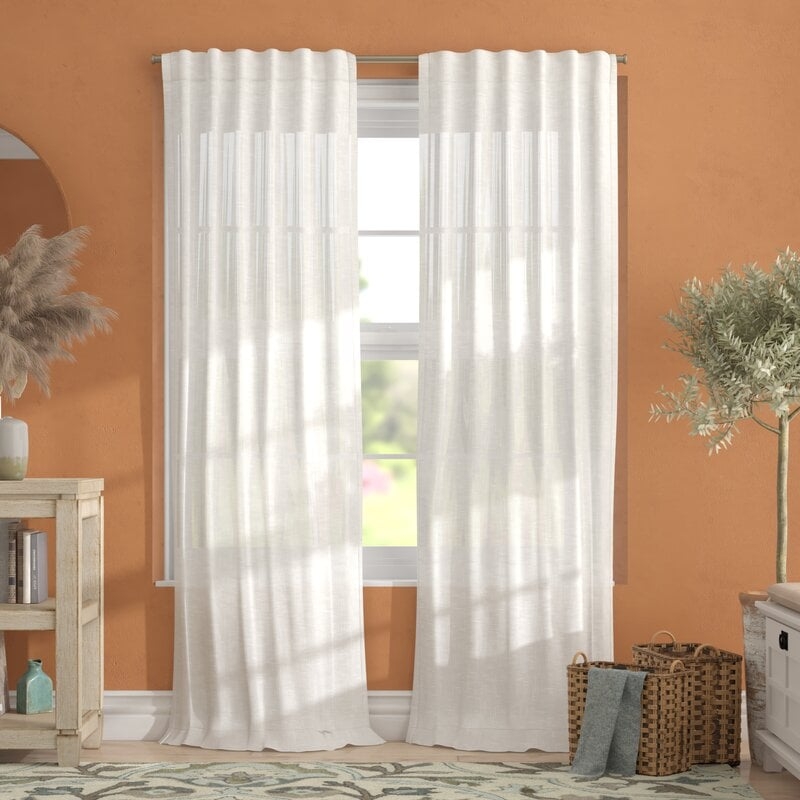 Leon Solid Color Sheer Tab Top Curtain Panels (set of 2), 54"W x 108"L - Image 0