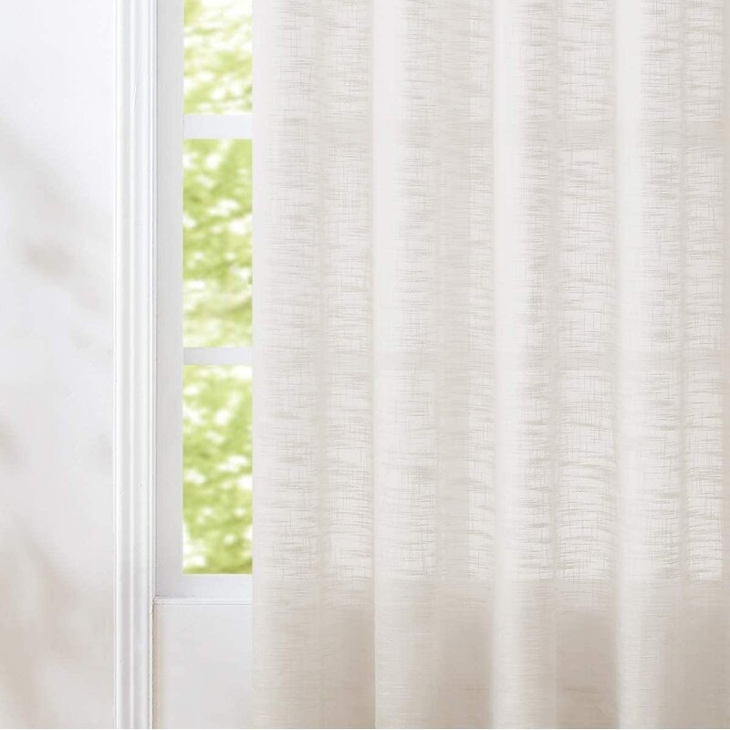 Linen Semi-Sheer Grommet Single Curtain Panel - Image 4