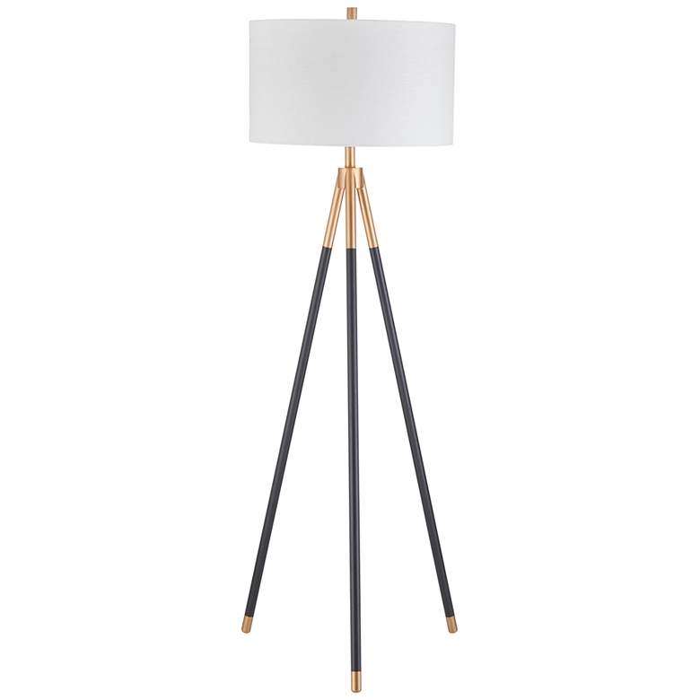 Bassett Rowe 61" Black and Gold Luxe Modern Tripod Floor Lamp - Image 0