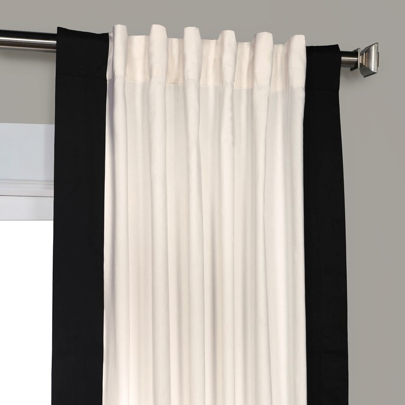 Winsor Cotton Solid Light Filtering Rod Pocket Single Curtain Panel in Black - 50"x96" - Image 3