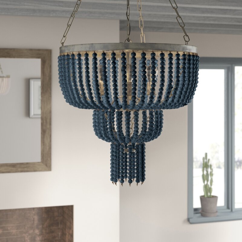 Rashida 3 - Light Unique / Statement Tiered Pendant with Beaded Accents - Image 1
