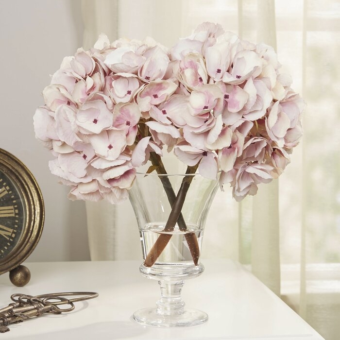 Hydrangea Blossoms in Glass Vase - Image 0
