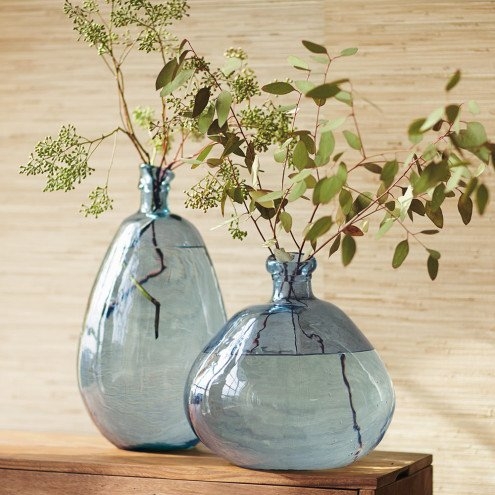 2 Piece Rigina Blue/Gray Glass Table Vase Set - Image 1