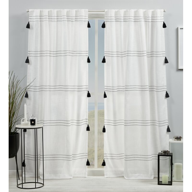 Kumsal Striped Semi Sheer Rod Pocket Curtain Panels (Set of 2) - Image 0