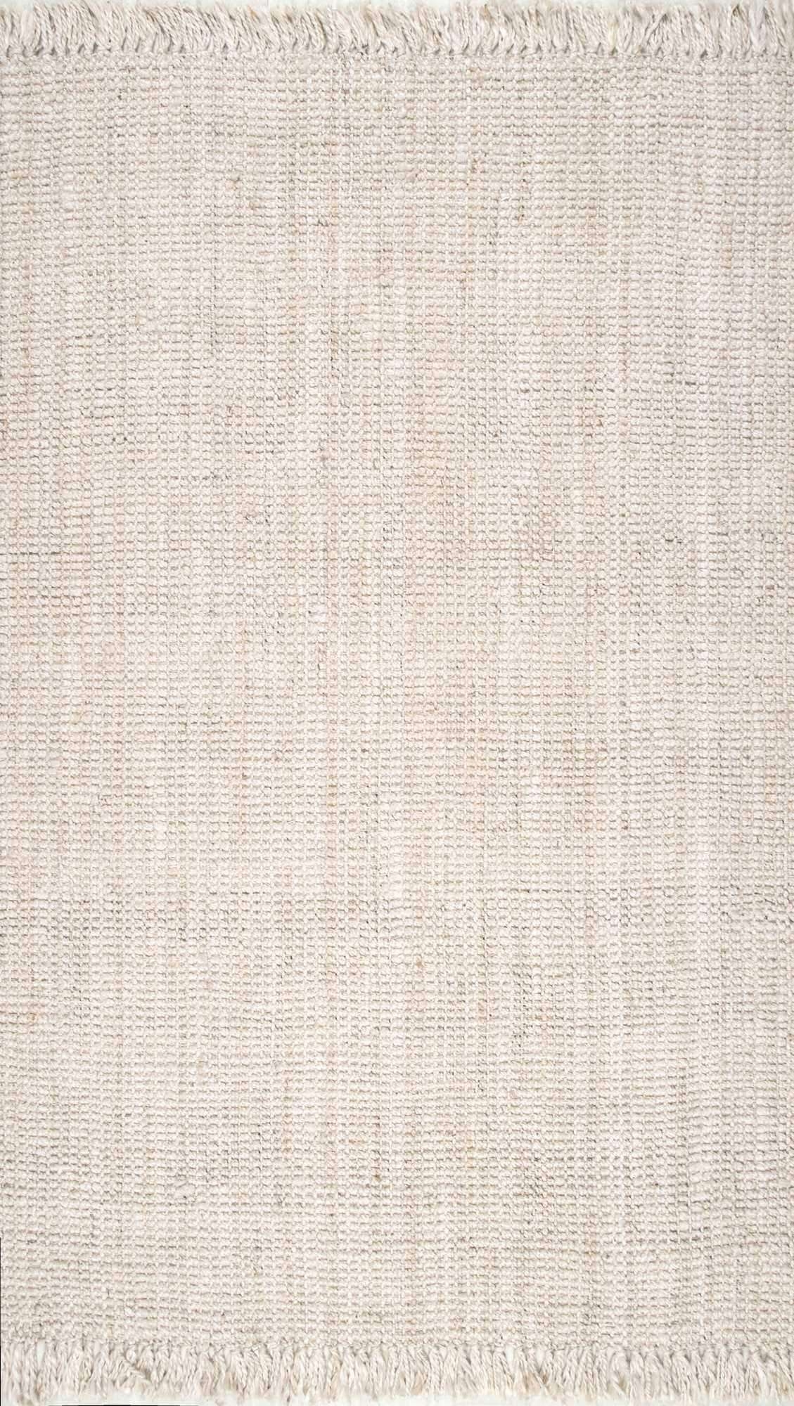 Hand Woven Chunky Loop Jute Area Rug - Off White - Image 0