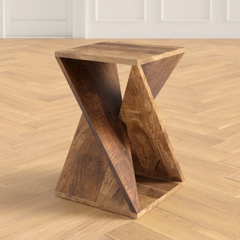Leilla Solid Wood Abstract End Table - Image 1