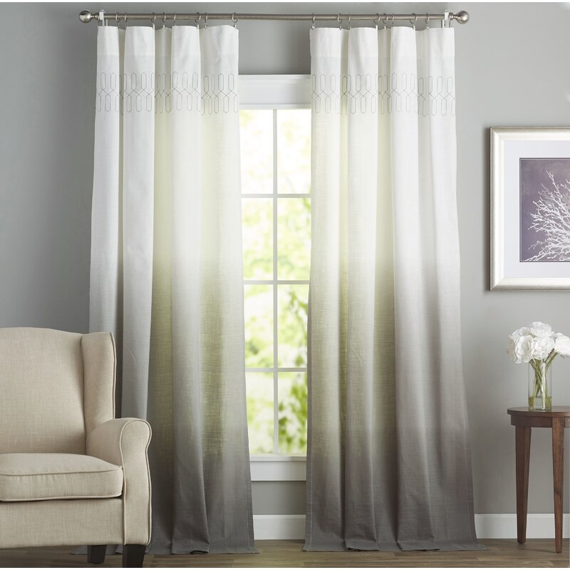 Higbee 100% Cotton Ombre Sheer Rod Pocket Single Curtain Panel - Image 1