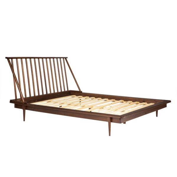 Spindle Back Solid Wood King Bed, Walnut - Image 1