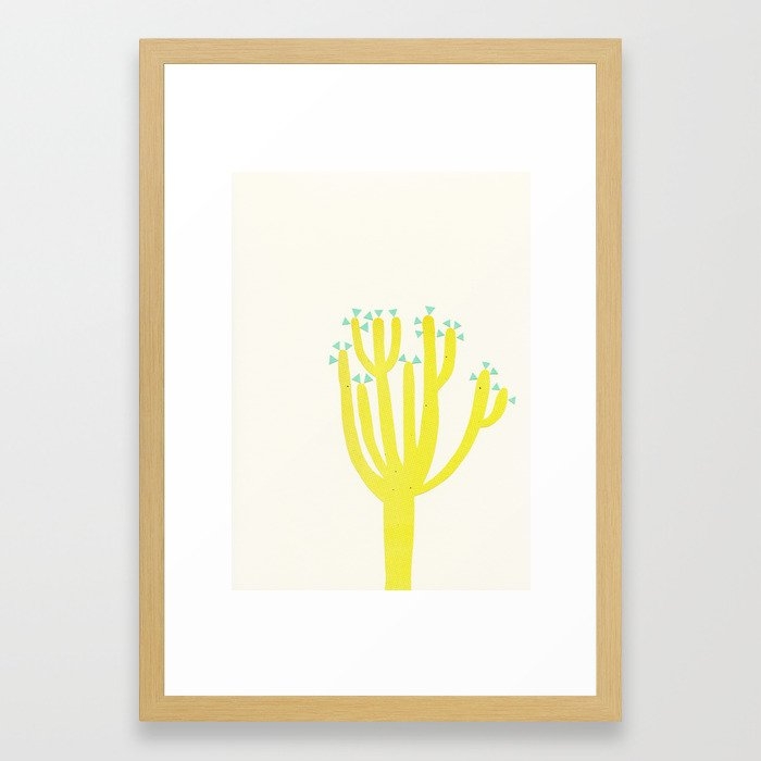 Modern Cactus Framed Art Print - 15x21, conservation natural frame - Image 0