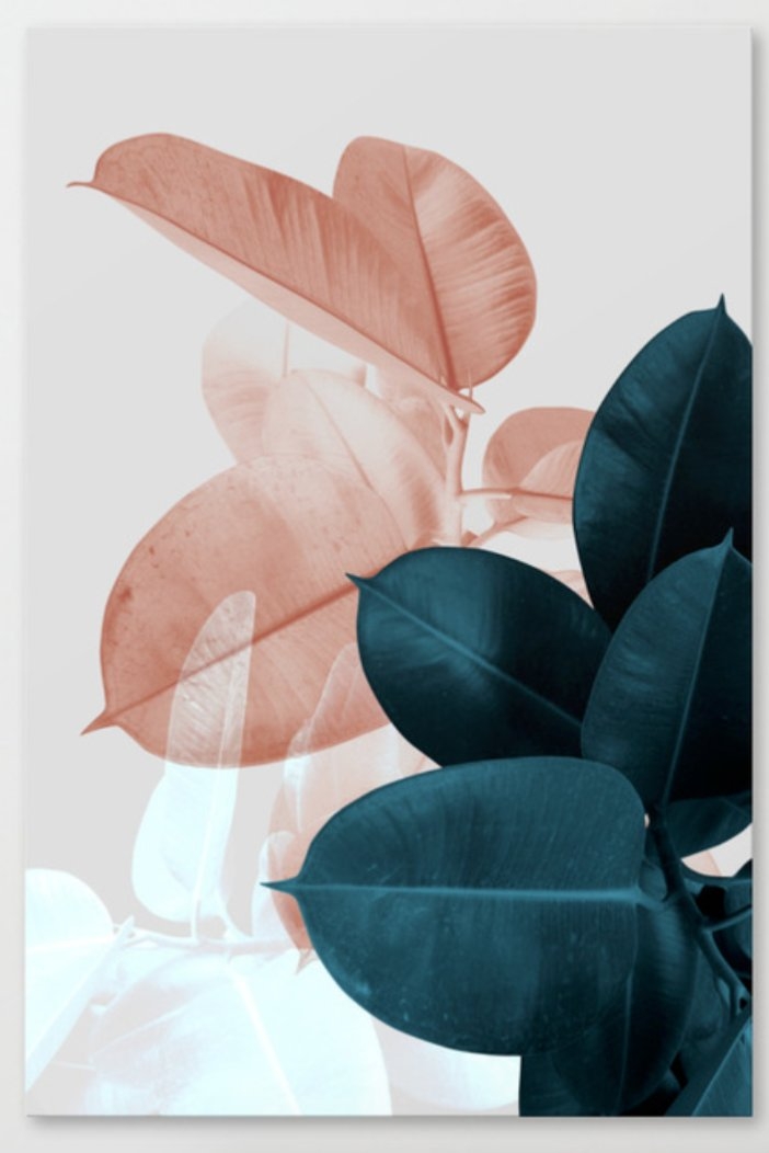 Blush & Blue Leaves Canvas Print 16 x 24 - Image 0