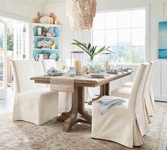 PB Comfort Square Slipcovered Dining Side Chair Long, Denim Warm White - Image 3