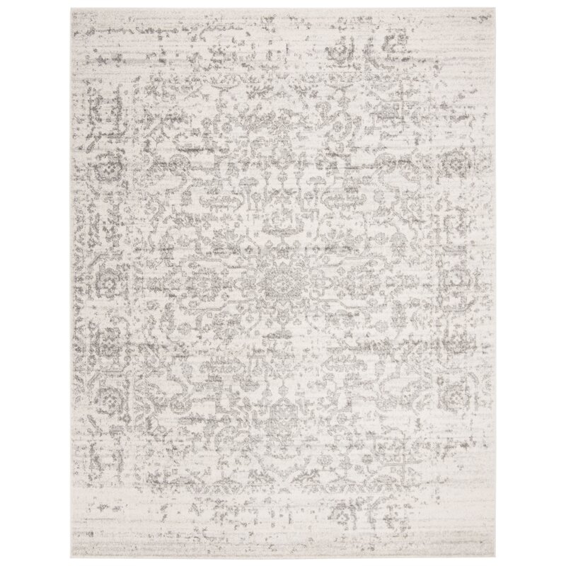 Christa Oriental Silver / Ivory Area Rug Rectangle 6'7" x 9'2" - Image 0