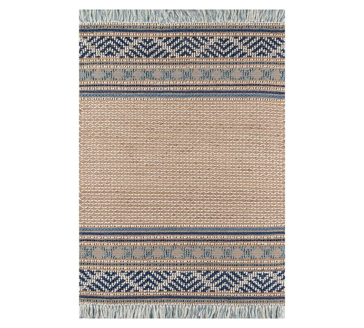 Eyre Handwoven Wool/Jute Rug, Blue, 8 x 10' - Image 0
