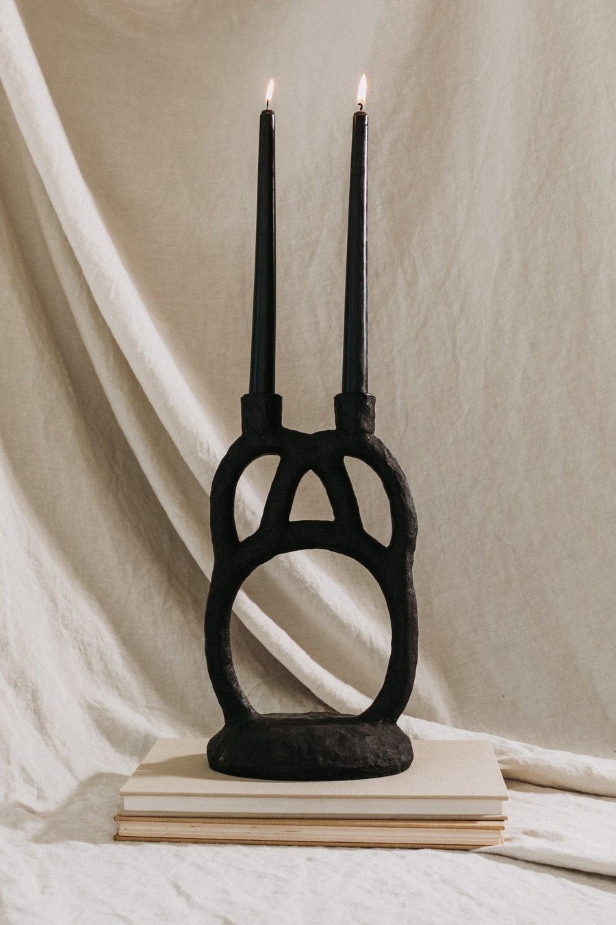 Abstract Double Candleholder, Black - Image 3