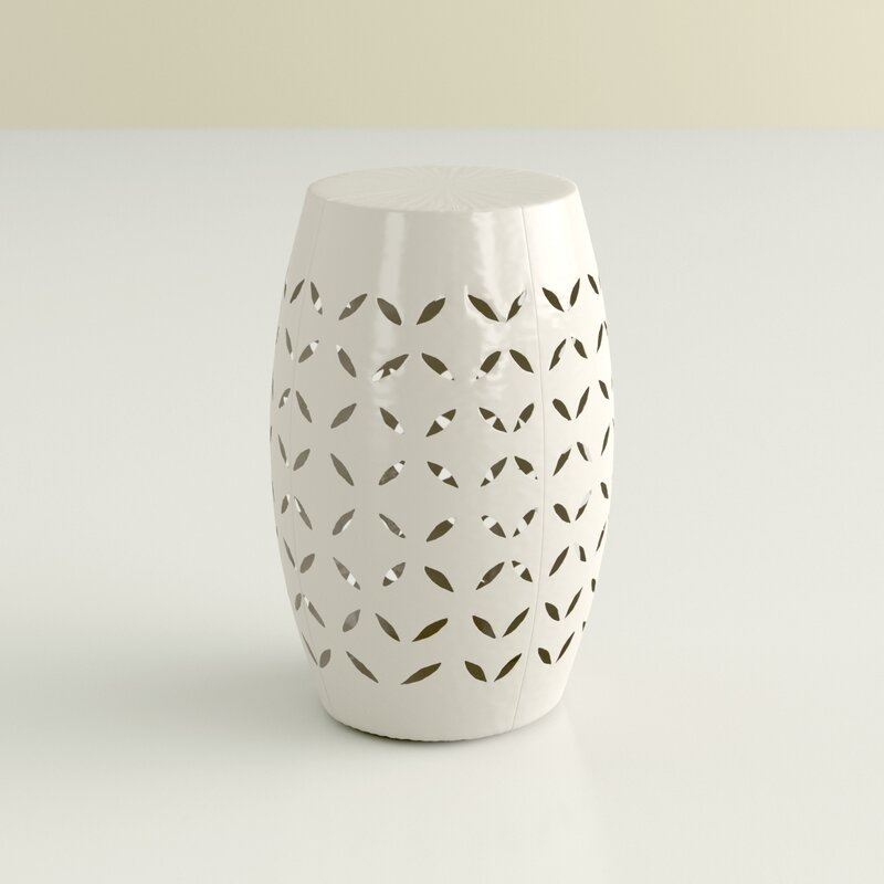 Hayley Drum End Table / White - Image 2