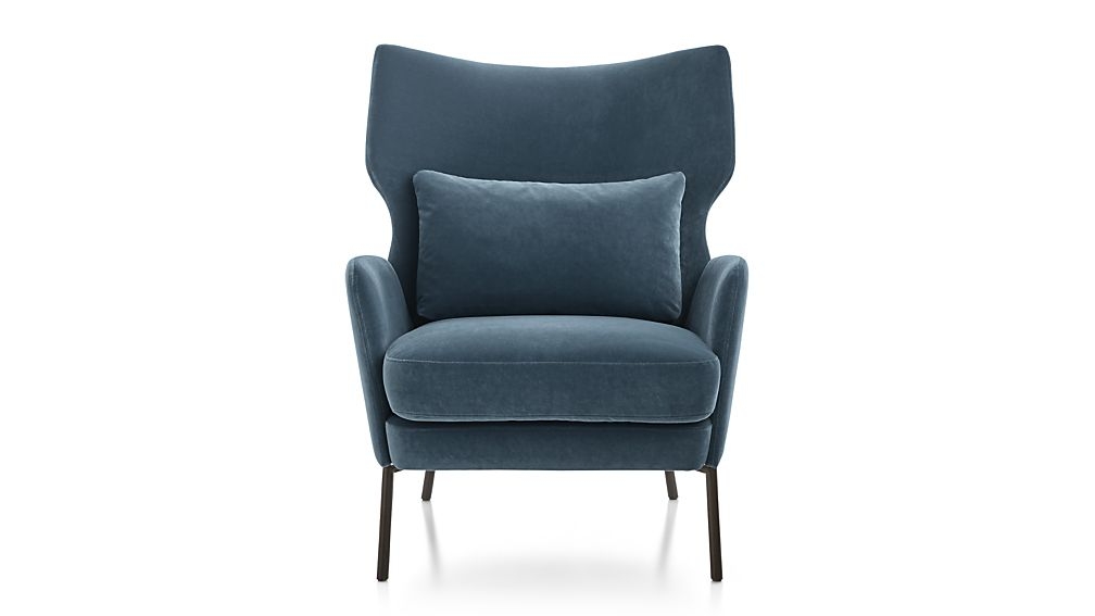 Alex Bordeaux Velvet Accent Chair- Classic Velvet, Navy Blue - Image 0
