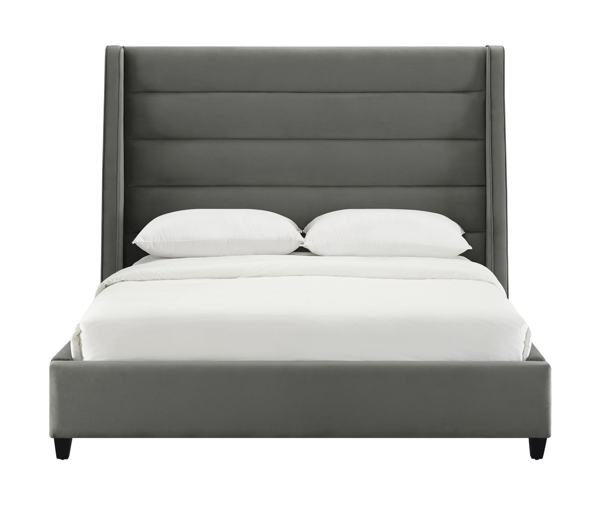 Koah Grey Velvet Bed in King - Image 0