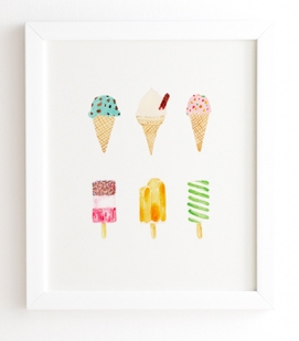 Ice Cream Selection, 11"x13", White Frame - Image 0
