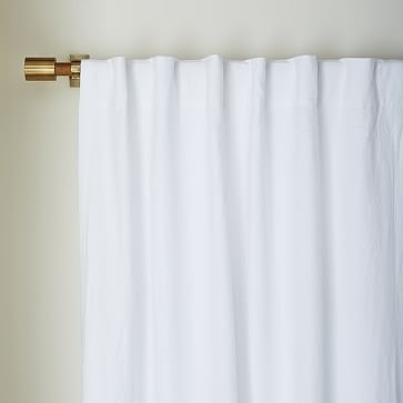 Belgian Flax Linen Curtain With Blackout, Set of 2, White, 48"x84" - Image 2