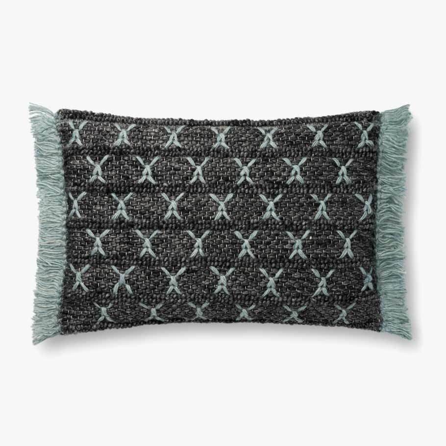 Loloi PILLOWS P0811 Charcoal / Blue 16" x 26" Cover w/Poly - Image 0