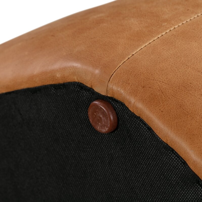 Rowley Leather Pouf - Cognac Tan - Image 2
