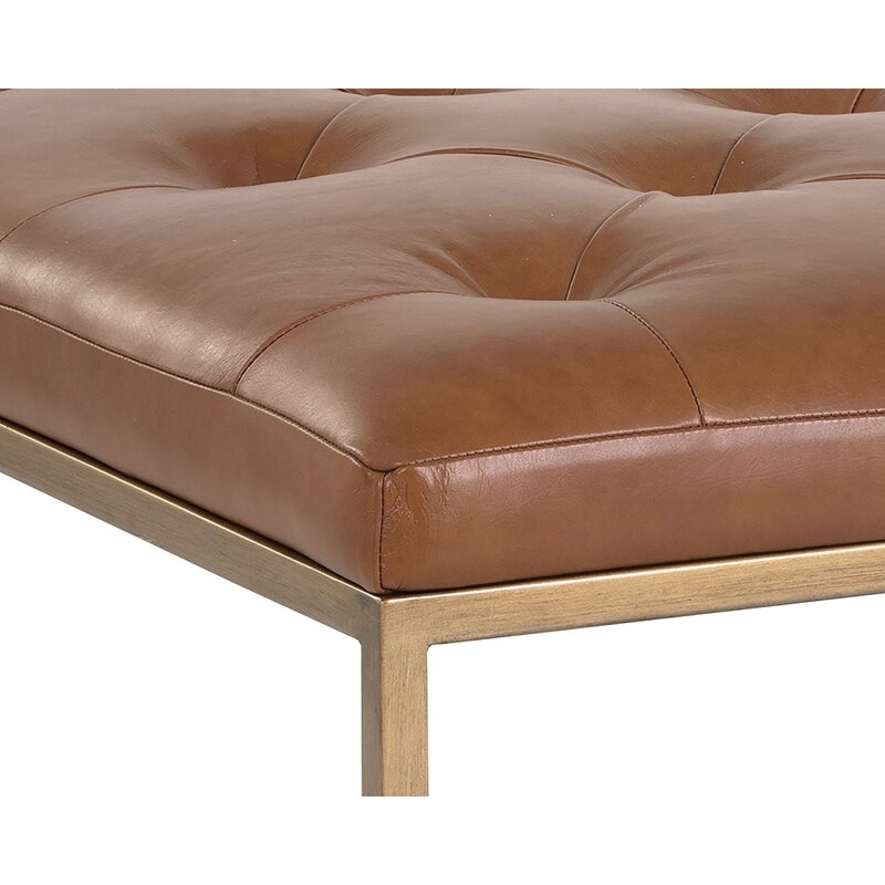 Wynonna Square Leather Tufted Cocktail Ottoman - Image 1