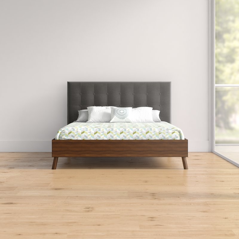 Alaina Upholstered Platform Bed - Gray - Queen - Image 3