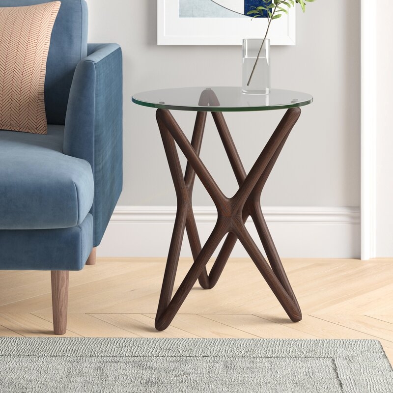 Conner Glass Top Cross Legs End Table - Image 1