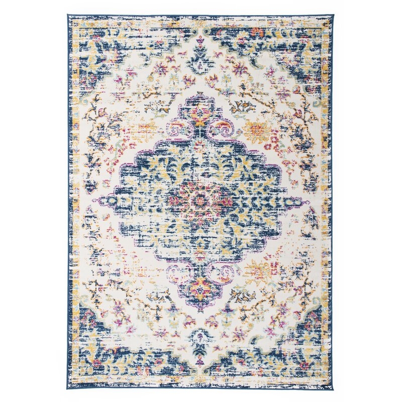 Hartig Bohemian Dark Blue Area Rug, Rectangle 7'10" x 10' - Image 0