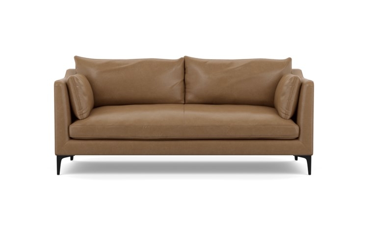 Caitlin Leather by The Everygirl Sofa with Palomino Leather and Matte Black Sloan L Legs - Image 0