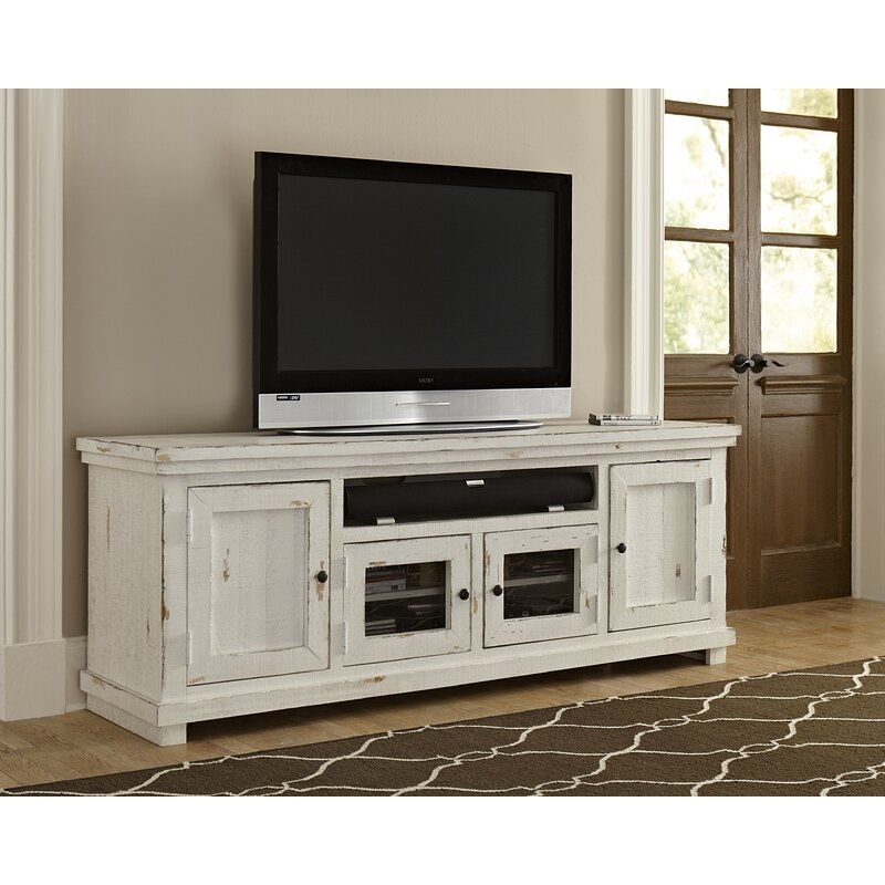 Pineland TV Stand for TVs up to 78" - Distressed White - Image 0