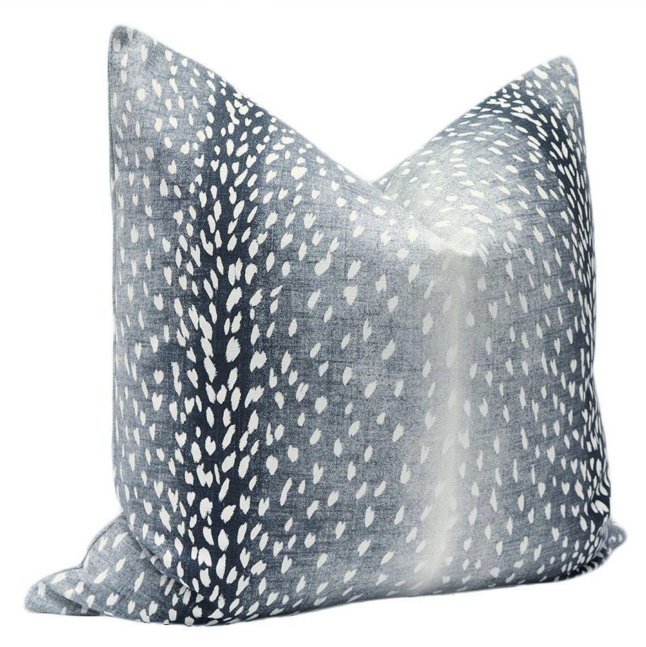 Antelope Linen Print, Navy, Pillow Cover - Image 2