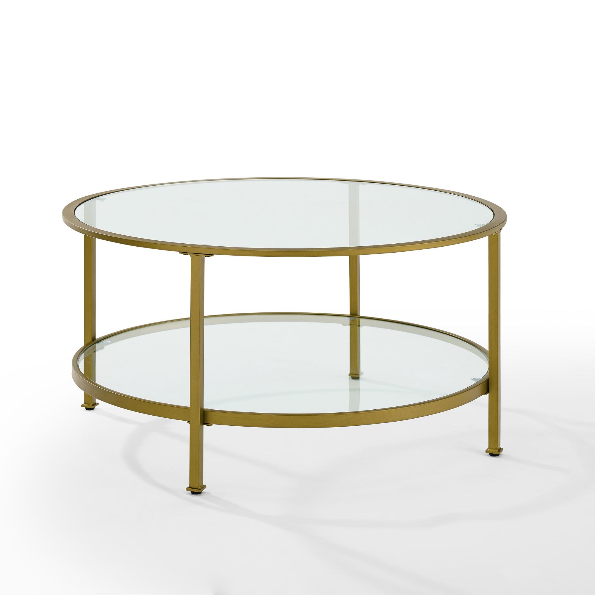 2-Piece Round Glass Coffee Table Set - Image 0