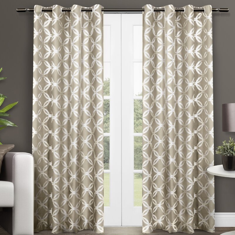 Kittrell Metallic Top Geometric Semi-Sheer Grommet Curtain Panels (Set of 2) - Image 0