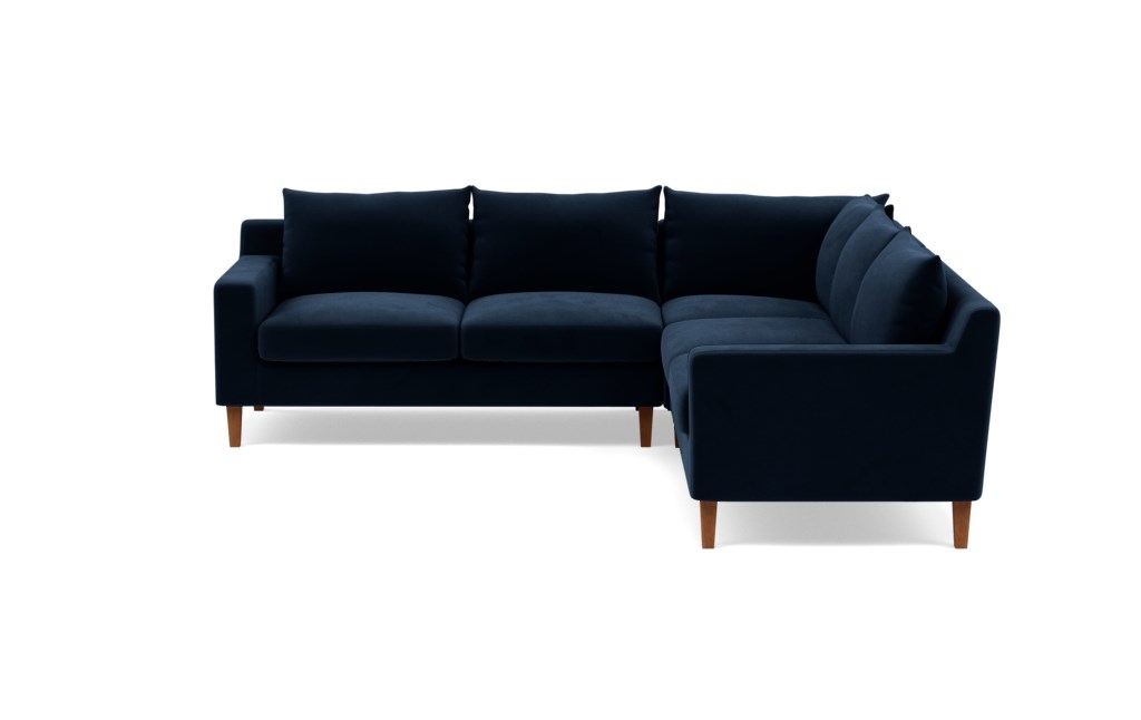 SLOAN Corner Sectional Sofa - bergen blue, oiled walnut square leg - Image 0