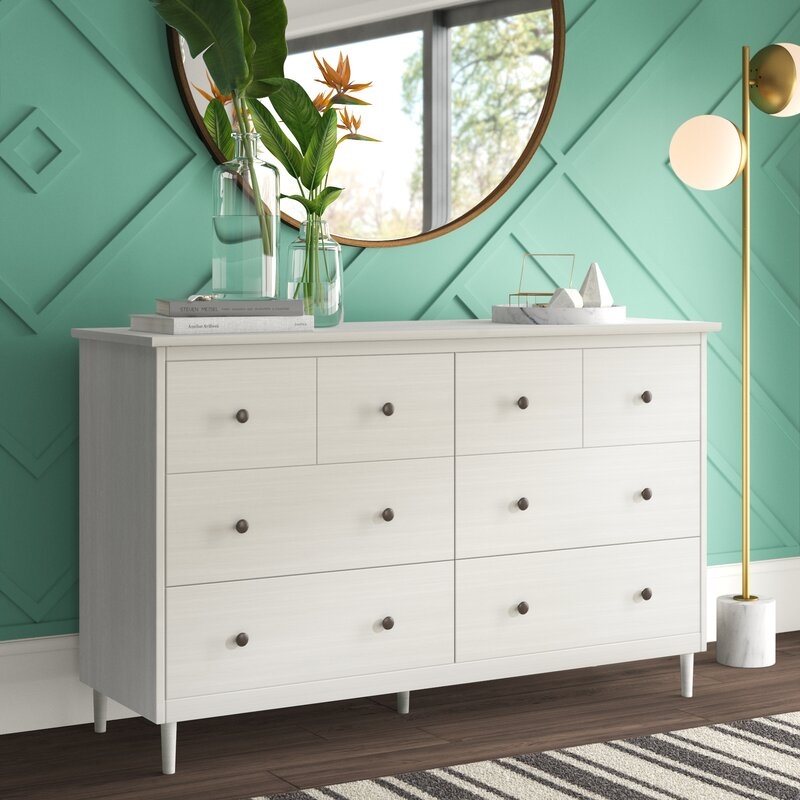 Lach Solid Wood 6 Drawer Double Dresser-White - Image 1