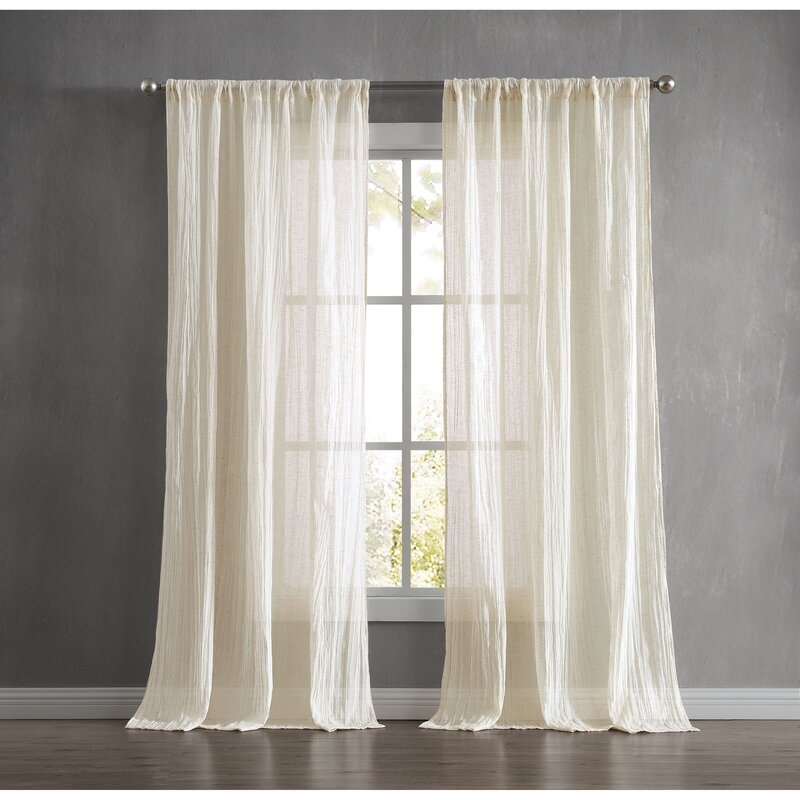 Charter Crushed Window Solid Semi-Sheer Curtain Panels - Image 0