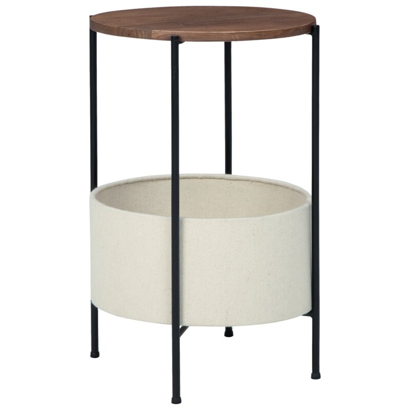 Emond Solid Wood End Table, Black & Cream - Image 0