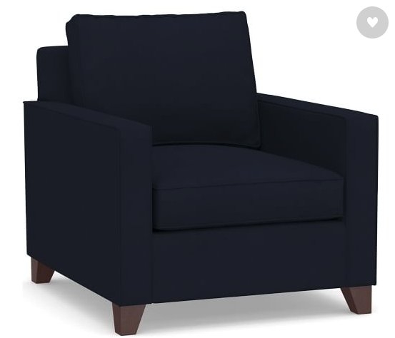 Cameron Square Arm Upholstered Deep Seat Armchair, Polyester Wrapped Cushions, Twill Cadet Navy - Image 0