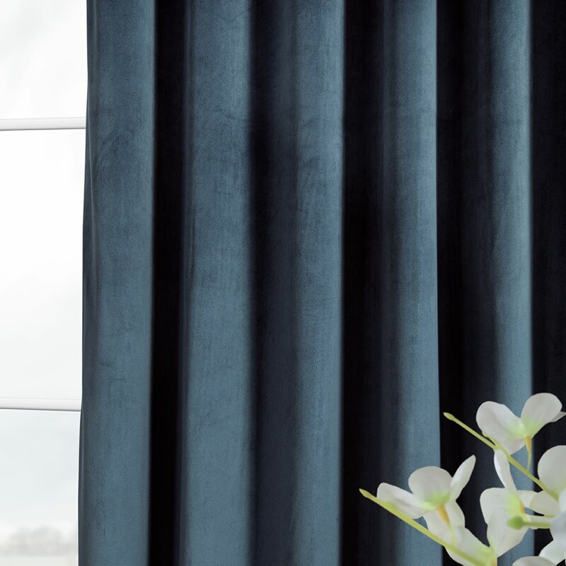 Bagwell Velvet Solid Color Room Darkening Thermal Rod Pocket Single Curtain Panel - Image 2